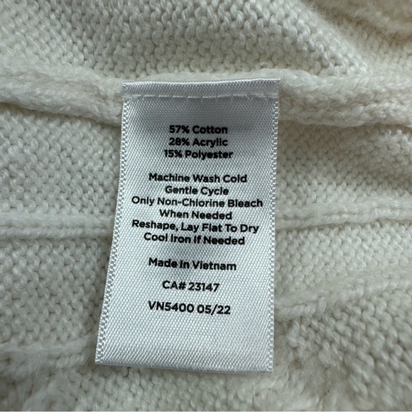 Talbots White Cable Knit Crewneck Sweater Womens Large Classic Long Sleeve - Picture 5 of 8